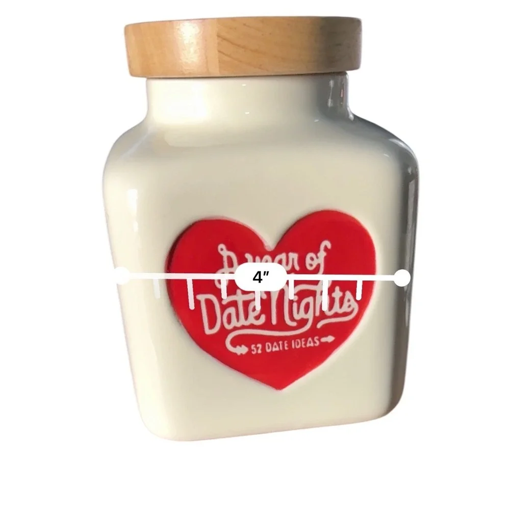 Hallmark A Year of Date Nights Jar Ceramic Wood Lid New No Cards